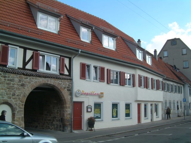 Die Obertorstraße 21 - 23 in Esslingen nach der Restauration Restora